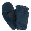 Navy Blue Fleece Fingerless Gloves with Mitten Flap